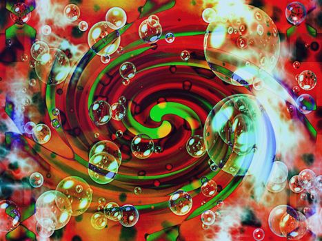 Wonderful world of bubbles, textured abstract illustration for both website and print