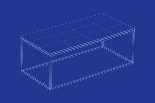 3d wire-frame model of coffee table