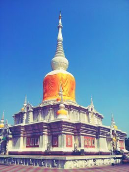 The white pagoda with bule sky background.