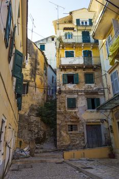 Alleyway in Corfu old town. Greece