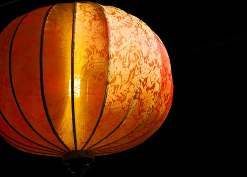 Red decorative Chinese lantern, view from below