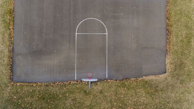 Old basketball court that has seen better days