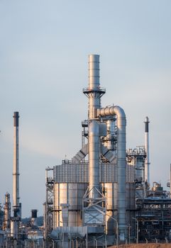 Oil Industry Refinery factory at Sunset, petrochemical, Petroleum plant