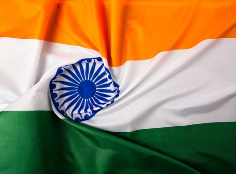 Indian republic day, flat lay top view, Indian flag background with copy space for your text