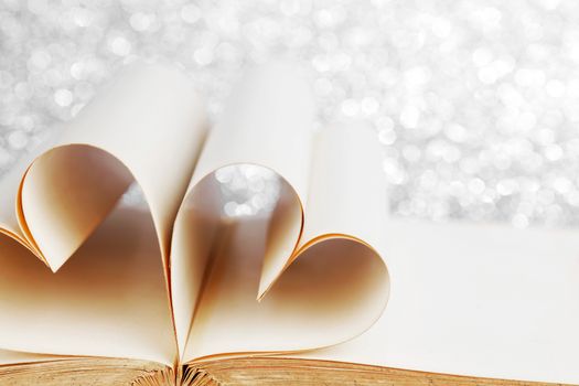 Heart made from book pages, love reading, Valentines day concept