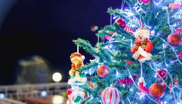 Happy new year or christmas day decorative fir tree with copy space for your text