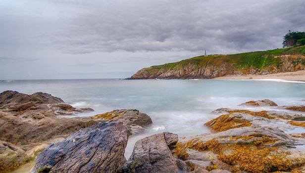 Romantic sea view on Britanny coast in summer vacation