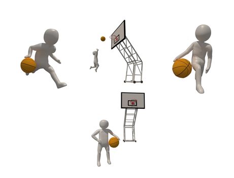 3d illustrator basketball symbol on white background, 3d rendering of the playing basketball. Includes selection path.