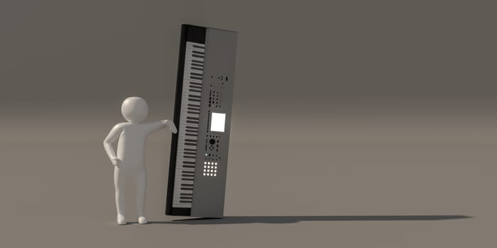 3d illustrator group of career musician symbols on a gray background, 3d rendering of the Music player. Includes a selection path.