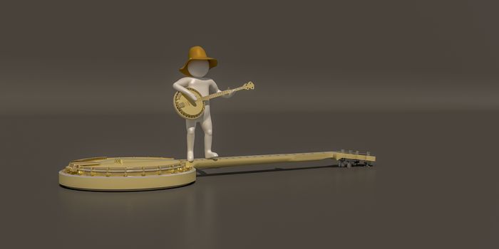 3d illustrator group of career musician symbols on a gray background, 3d rendering of the Music player. Includes a selection path.