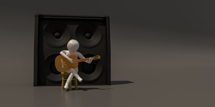 3d illustrator group of career musician symbols on a gray background, 3d rendering of the Music player. Includes a selection path.