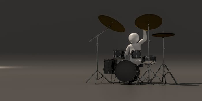 3d illustrator group of career musician symbols on a gray background, 3d rendering of the Music player. Includes a selection path.