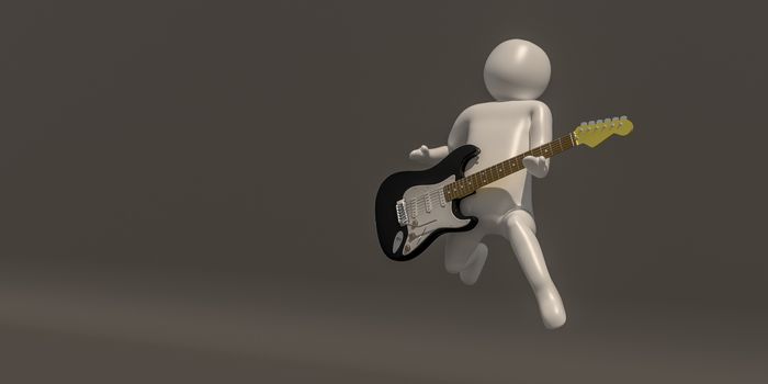 3d illustrator group of career musician symbols on a gray background, 3d rendering of the Music player. Includes a selection path.