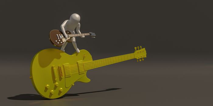 3d illustrator group of career musician symbols on a gray background, 3d rendering of the Music player. Includes a selection path.