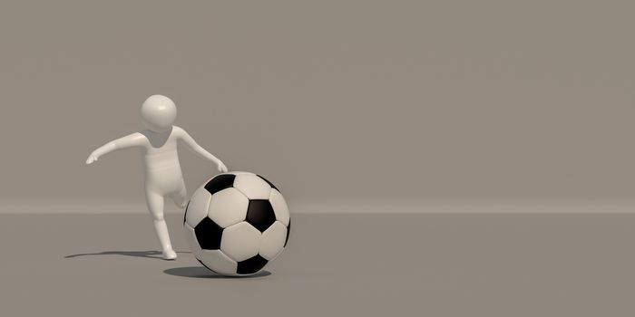 3d illustrator group of career symbols on a gray background, 3d rendering of the playing football. Includes a selection path.