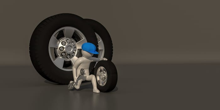 3d illustrator group of career Maintenance  symbols on a gray background, 3d rendering of the Mechanic work. Includes a selection path.