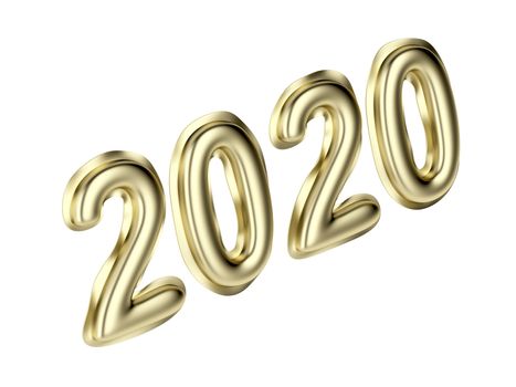 Happy new year 2020, concept image with golden balloons