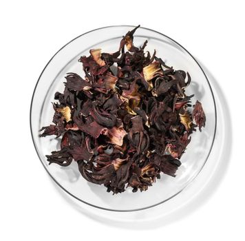 Hibiscus tea for making a drink on a white background.