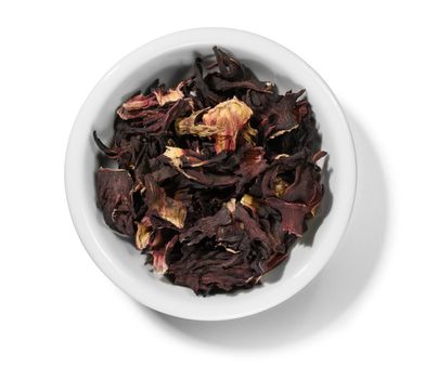 Hibiscus tea for making a drink on a white background.
