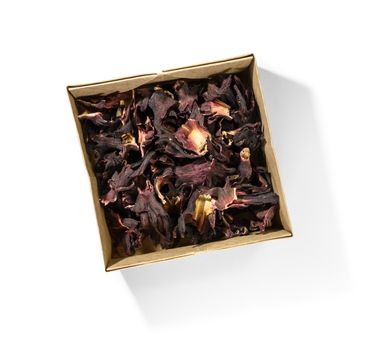 Hibiscus tea for making a drink on a white background.