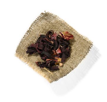 Hibiscus tea for making a drink on a white background.