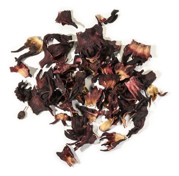 Hibiscus tea for making a drink on a white background.