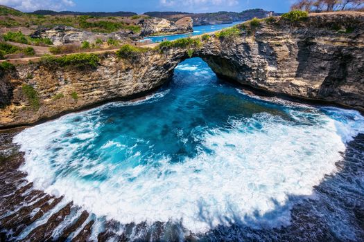 Broken beach in Nusa penida island, Bali in Indonesia.