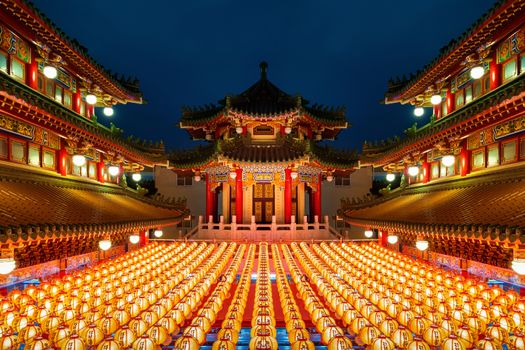 Chinese new year, Traditional Chinese lanterns display in Temple illuminated for Chinese new year festival.