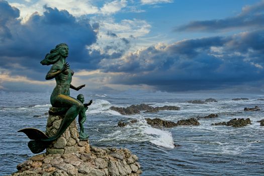 Mermaid statue off coast of Mazatlan
