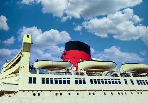 Red Smokestack on Old Cruise Ship in Long Beach