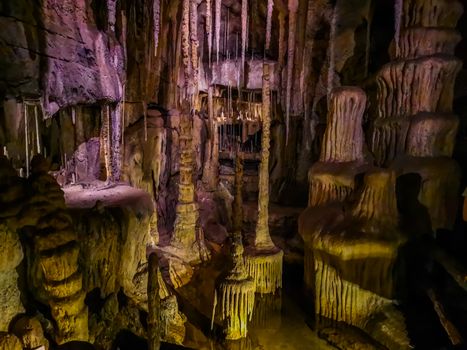 underground drip cave with water lake, beautiful nature scenery