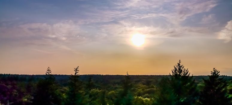 beautiful skyline of berg en bos city park in apeldoorn, The Netherlands, colorful sunny sky with clouds