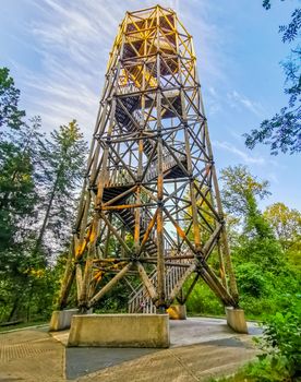 the big wooden watchtower in city park berg en bos of apeldoorn, The netherlands