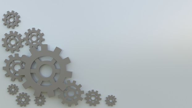 3d rendering , 3d illustrator, The same color gears are connected together. Working together as a team