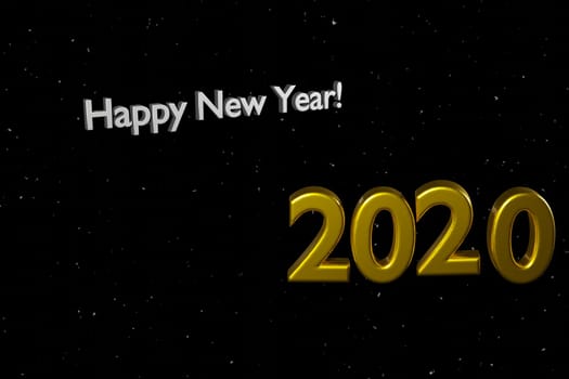 text happy new year with golden number on a starry background