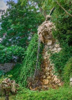 Ravadinovo, Bulgaria – 07.11.2019.  Oriental Garden fountain in the castle In love with the wind in the village of Ravadinovo, Bulgaria, on a sunny summer day