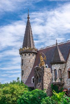 Ravadinovo, Bulgaria – 07.11.2019.  Castle towers in the village of Ravadinovo, Bulgaria, on a summer sunny day