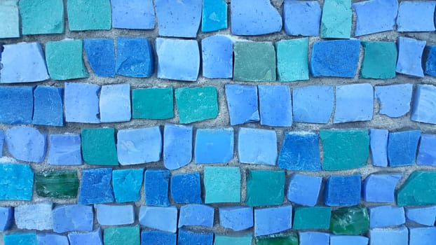 blue tile mosaic on the wall