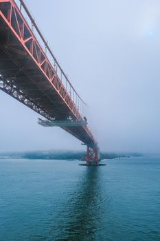 Golden Gate Bridge in Foggy Bay Toward Sausalito