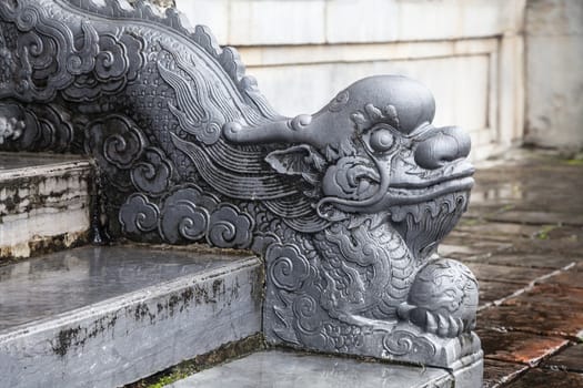 Dragon-shaped handrail in Hue Imperial Palace, Vietnam