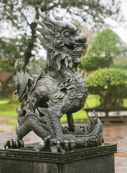 Stone dragon sculpture in Imperial City in Hue, Vietnam