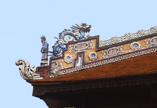 Dragon on a roof of a Vietnamese temple