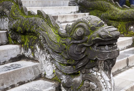 Dragon-shaped handrail in Hue Imperial Palace, Vietnam