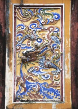 Dragon relief in Imperial Palace in Hue, Vietnam