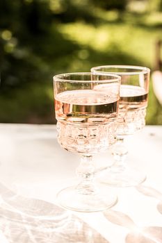 Rose wine in glasses.