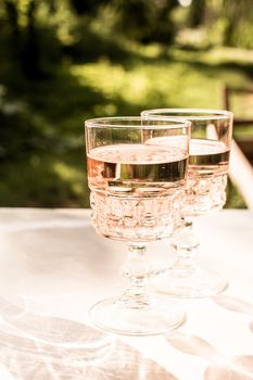 Rose wine in glasses.