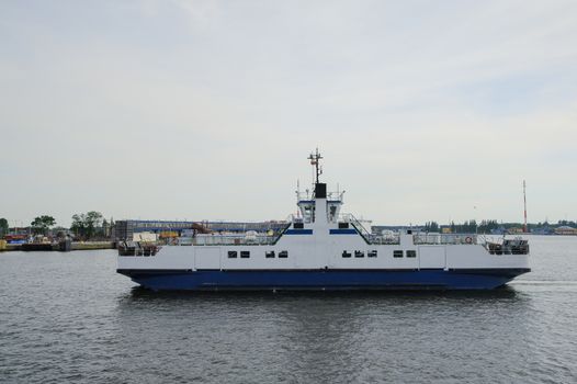 cruise ferry ship sailing in still water