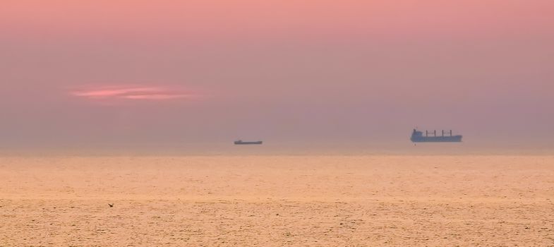 boat sailing on the ocean during sunset, Domburg, Zeeland, The netherlands