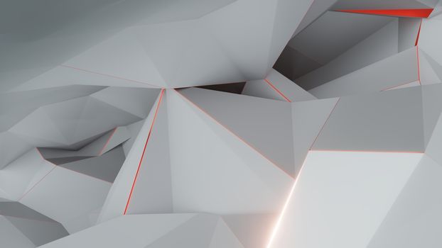 Abstract background of light blue triangles with luminous edges. 3D illustration