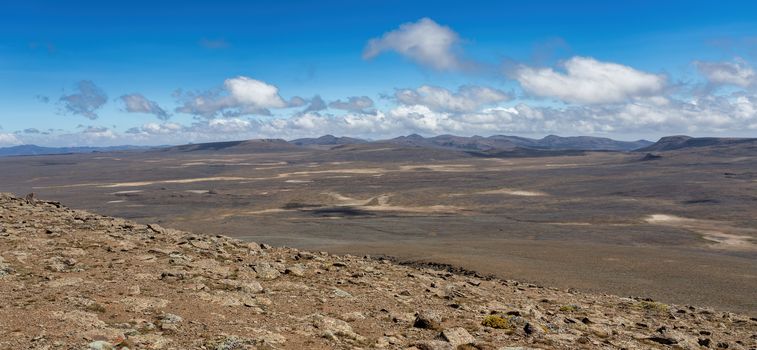View from top of Ethiopian Bale Mountains National Park. Wilderness pure nature landscape, sunny day with blue sky. Ethiopia, Africa
